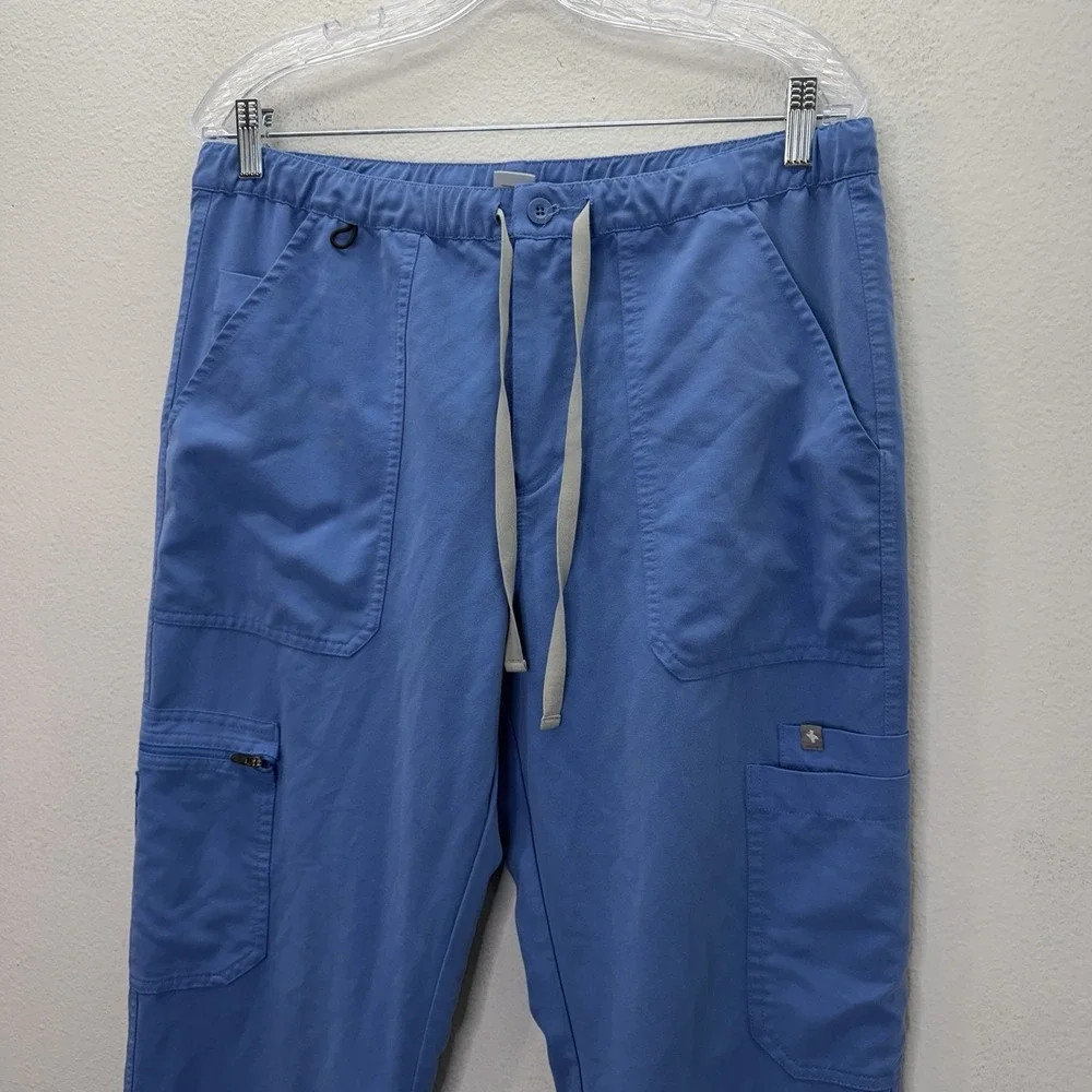 FIGS Cairo Cargo Scrub Pants Men's Large Blue Medical Nurse Doctor Drawstring